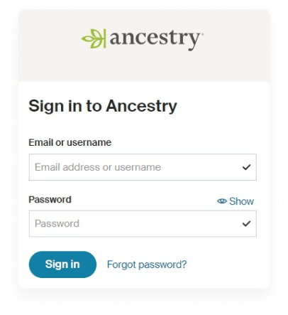 ancestry login screen